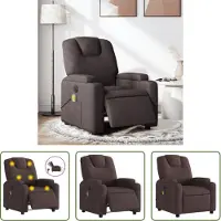 The Living Store Massagesessel Elektrisch Dunkelbraun Stoff