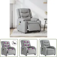The Living Store Massagesessel Elektrisch Hellgrau Stoff
