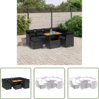 The Living Store 8-tlg. Garten-Sofagarnitur mit Kissen Schwarz Poly Rattan