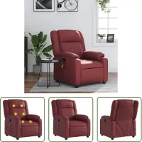 The Living Store Massagesessel Weinrot Kunstleder