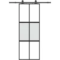 Syfax Schiebetür mit Beschlag Schwarz 76x205 cm Hartglas