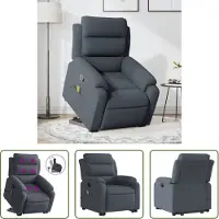 The Living Store Massagesessel mit Aufstehhilfe Dunkelgrau Samt
