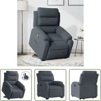 The Living Store Relaxsessel mit Aufstehhilfe Dunkelgrau Samt