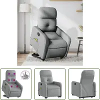 The Living Store Massagesessel mit Aufstehhilfe Hellgrau Stoff