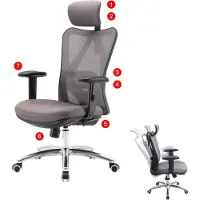 Sihoo Bürostuhl Schreibtischstuhl, ergonomisch, verstellbare Lordosenstütze, 150kg belastbar ohne Fußstütze, grau
