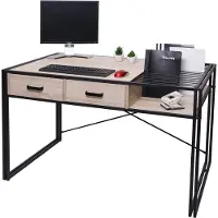 Mendler Schreibtisch HWC-H91, Bürotisch Computertisch, Industrial 76x120x70cm Eiche-Optik