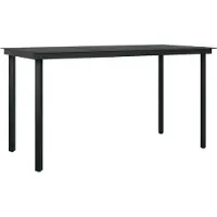 Syfax Garten-Esstisch Schwarz 140x70x74 cm Stahl und Glas