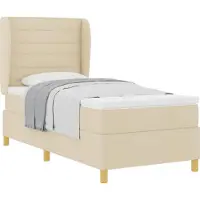 Syfax Boxspringbett mit Matratze mit Kopfteil Creme 200 x 90 cm Stoff