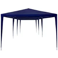 Syfax dkd-home-decor Partyzelt 3 x 9 x 2,55 m Blau PE-Dach Stahl-Rahmen UV-beständig wasserfest rostbeständig