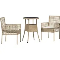 Syfax Garten Essgruppe 3 stk. Beige Poly-Rattan
