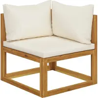Syfax Modular-Ecksofa mit Cremeweißen Kissen Akazie Massivholz