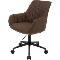 Mendler Bürostuhl HWC-J62, Drehstuhl Schreibtischstuhl Lehnstuhl, Stoff/Textil mit Armlehne braun