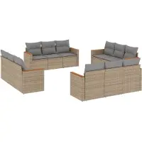 Syfax 12-tlg. Garten-Sofagarnitur mit Kissen Beige Poly Rattan