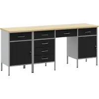 vidaXL Werkbank mit Speicher 4 stk. Schwarz Ingenieure Holz und Stahl