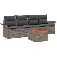 Syfax Gartensofa-set 5 Stk. 4-Sitzanzahl Grau Poly-Rattan