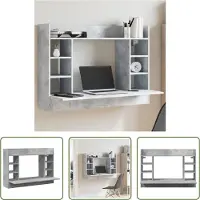 The Living Store Wand-Schreibtisch Betongrau 105x48x75 cm Holzwerkstoff