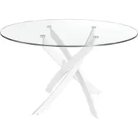 ANGEL CERDA SL Angel Cerdá Esstisch runde gehärtetes Glas aus weißer Stahl 1138-Ø130
