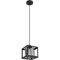 Globo Lighting Hängeleuchte Metall schwarz matt, Glaskristalle rauchfarben, LxBxH: 170x170x1200mm, exkl. 1x E27 40W 230V