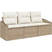 Syfax Gartensofa-set 3 stk. Beige und Weiß Poly-Rattan