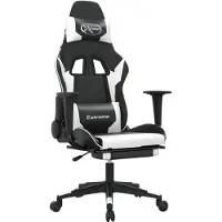 Syfax Gaming-Stuhl mit Fußstütze Schwarz und Weiß Kunstleder