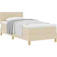 Syfax Boxspringbett mit Kissen mit Kopfteil Creme 90 x 190 cm Stoff