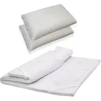 Talamo Italia Doppelbett Topper Dmarino, Auflagenset mit Kissen, Memory Foam Topper, hypoallergener und atmungsaktiver Topper, 100 % Italy, 160x190h5 cm