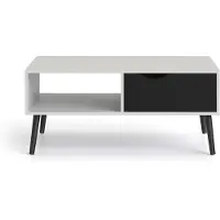 Ebuy24 Napoli Couchtisch mit 1 Schublade und 1 Ablage in weiß und matt schwarz.