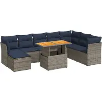 Syfax 6-tlg. Garten-Sofagarnitur mit Kissen Grau Poly Rattan