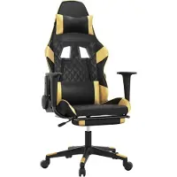 Syfax Gaming-Stuhl mit Fußstütze Schwarz und Golden Kunstleder