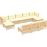 Syfax 10-tlg. Garten-Lounge-Set mit Creme Kissen Kiefernholz