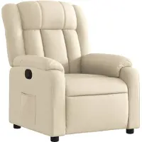Syfax Relaxsessel Creme, atmungsaktiver Stoff, manuelle Liegefunktion, Seitentasche, dick gepolstert, 78x92x98 cm (B x T x H)