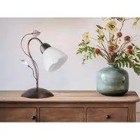 Meine Wunschleuchte LED Tischlampe Rostoptik Florentiner Stil Nachtischlampe mit Glas Lampenschirm