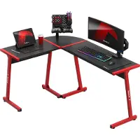 Huzaro Hero 6.0 L-Form Eckschreibtisch Gaming Computer Arbeits Tisch Bürotisch | Homeoffice Arbeitszimmer Büro | Rechts Links Montage | 147x112 | Rot