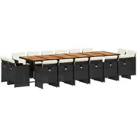 Syfax 17-tlg. Garten-Essgruppe mit Kissen Schwarz Poly Rattan