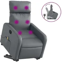 Syfax Massagesessel mit Aufstehhilfe Grau Kunstleder