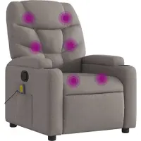Syfax Massagesessel Stoff Taupe mit 6-Punkt-Vibrationsmassage, verstellbar, Getränkehalter, 74x100x89 cm