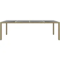 Syfax Gartentisch mit Glasplatte Beige Poly Rattan