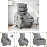 The Living Store Massagesessel mit Aufstehhilfe Hellgrau Stoff