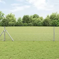 Syfax Geschweißter Drahtzaun, bodenverankert 100 x 0,8 m Silber Netz