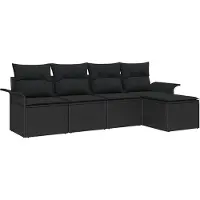 Syfax Outdoor-Sofa 5 stk. Schwarz Poly-Rattan
