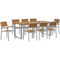 Syfax Garten Essgruppe 9 stk. Grau Massivholz Akazie