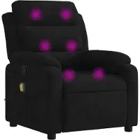 Syfax Massagesessel Schwarz Samt, verstellbar, dick gepolstert, Massage ohne Heizung, 75x100x92,5 cm
