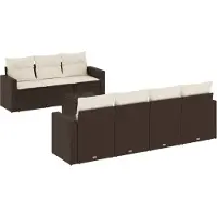 Syfax 8-tlg. Garten-Sofagarnitur mit Kissen Braun Poly Rattan