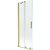 Mexen Velar Duschabtrennung 2-flügelig verschiebbar 75 x 150 cm, transparent, gebürstetes Gold - 896-075-000-01-55