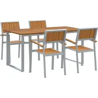 Syfax Garten Essgruppe 5 stk. Grau Massivholz Akazie