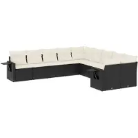 Syfax 10-tlg. Garten-Sofagarnitur mit Kissen Schwarz Poly Rattan