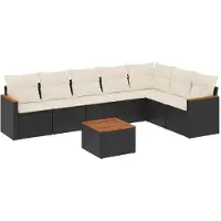 Syfax 8-tlg. Garten-Sofagarnitur mit Kissen Schwarz Poly Rattan