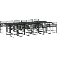 Syfax 13-tlg. Garten-Essgruppe mit Kissen Schwarz Poly Rattan