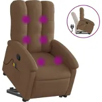 Syfax Massagesessel mit Aufstehhilfe Braun Stoff
