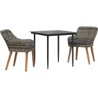 Syfax Garten Essgruppe 3 stk. Grau Poly-Rattan